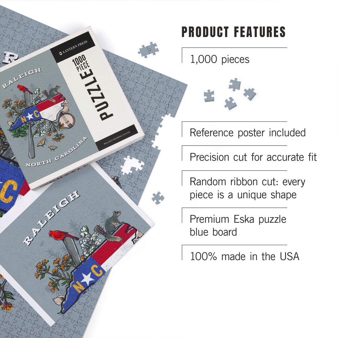 Raleigh, North Carolina, State Treasure Trove, 1000 Piece Jigsaw Puzzle