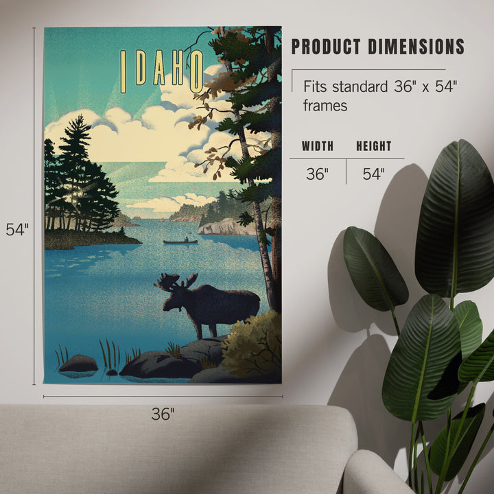 Idaho, Moose and Lake, Lithograph, Art & Giclee Prints