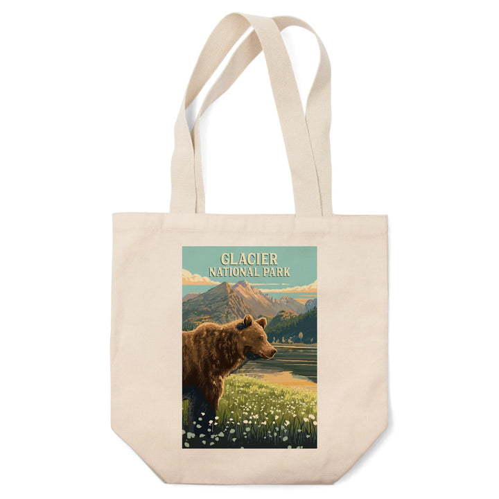 Glacier National Park, Montana, Painterly, Bear, Tote Bag