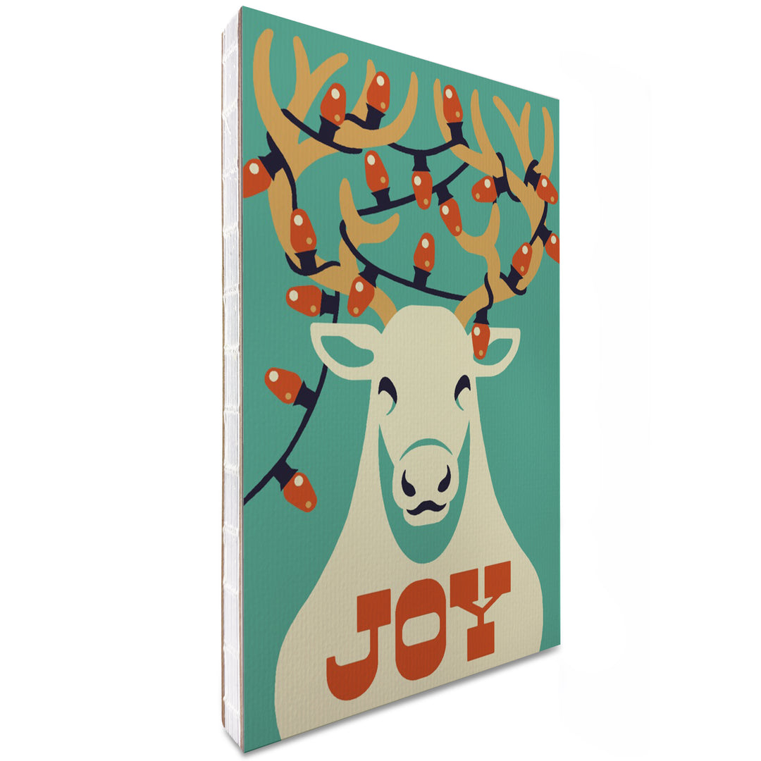 Lined 6x9 Journal, Joy, Reindeer, Retro Christmas, Lay Flat, 193 Pages, FSC paper