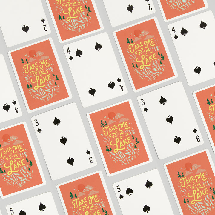 Playing Cards, California, Lake Life Series, Take Me To The Lake, 52 Card Deck with Jokers in Box, Unique Art