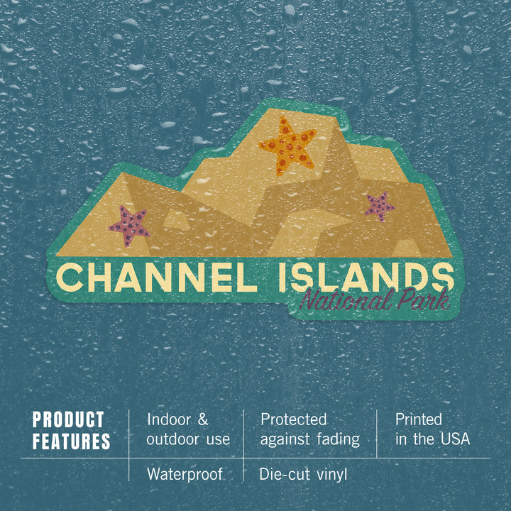 Channel Islands National Park, California, Starfish, Geometric, Contour, Vinyl Sticker