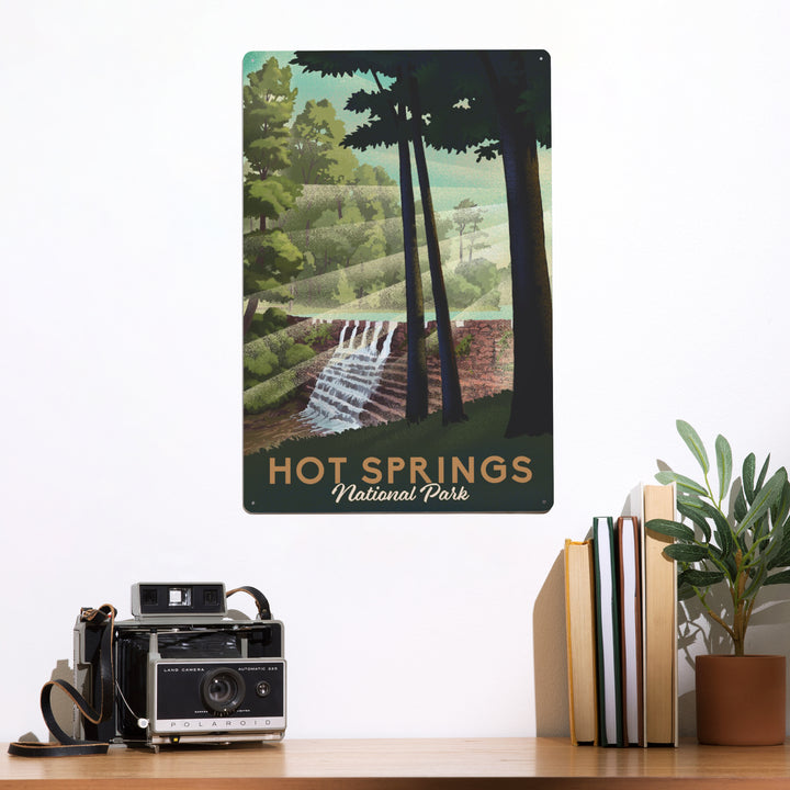 Hot Springs National Park, Arkansas, Lithograph National Park Series, Metal Signs