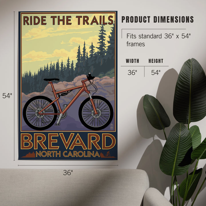 Brevard, North Carolina, Ride the Trails Bicycle, Art & Giclee Prints