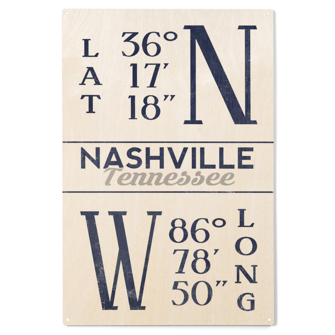 Nashville, Tennessee, Latitude and Longitude, Wood Sign and Postcards