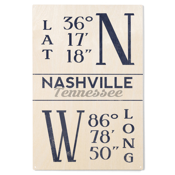 Nashville, Tennessee, Latitude and Longitude, Wood Sign and Postcards