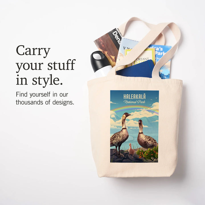 Haleakala National Park, Hawaii, Lithograph Wildlife Series, Nene, Tote Bag