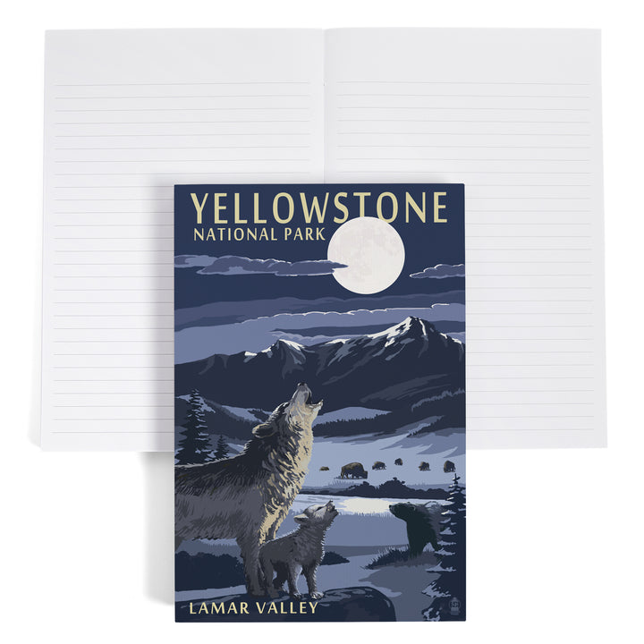 Lined 6x9 Journal, Yellowstone National Park, Montana, Lamar Valley Scene, Lay Flat, 193 Pages, FSC paper