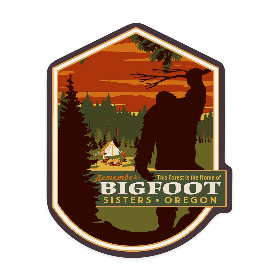 Sisters, Oregon, Home of Bigfoot, Contour, Vinyl Sticker