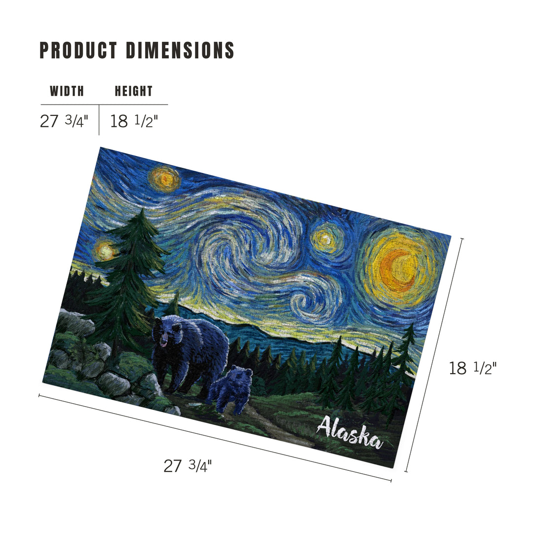 Alaska, Starry Night, Bear and Cub, Jigsaw Puzzle