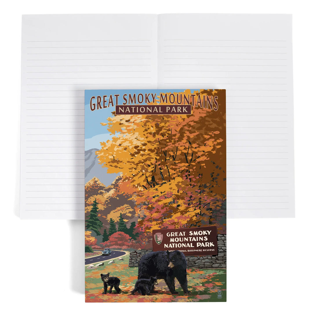 Lined 6x9 Journal, Great Smoky Mountains National Park, Park Entrance and Bear Family Press, Lay Flat, 193 Pages, FSC paper