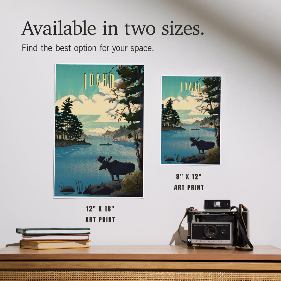 Idaho, Moose and Lake, Lithograph, Art & Giclee Prints