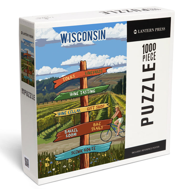 Wisconsin, Signpost, Vineyard, Jigsaw Puzzle