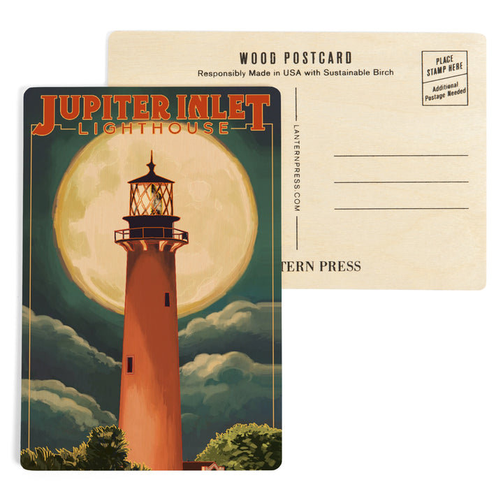 Jupiter, Florida, Jupiter Lighthouse and Moon, Wood Sign and Postcards