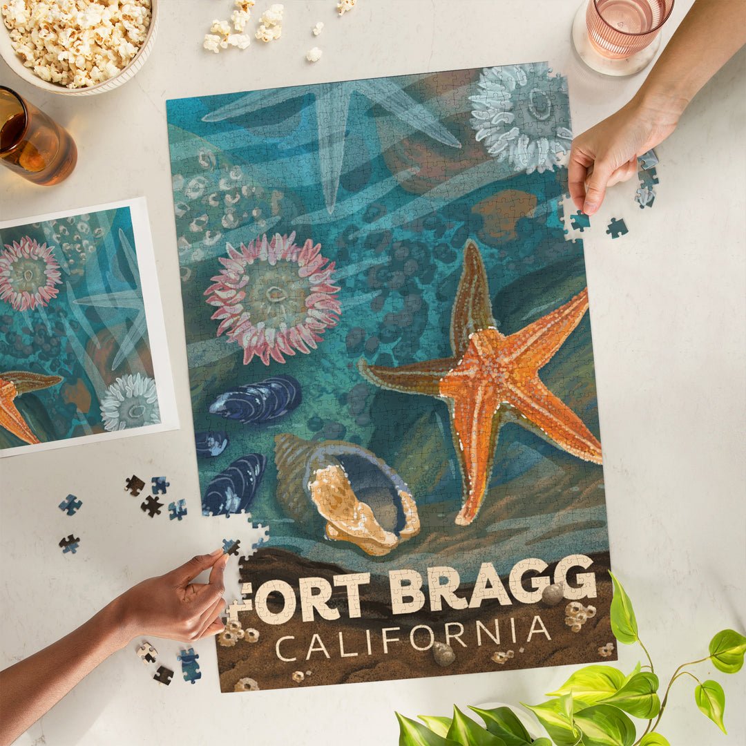 Fort Bragg, California, Tiny World Huge Wonders, Painterly, Starfish and Shells, Jigsaw Puzzle