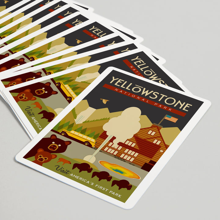 Playing Cards, Yellowstone National Park, WY, Geometric, 52 Card Deck with Jokers in Box, Unique Art