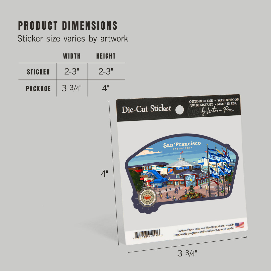 San Francisco, California, Painterly, Fisherman's Wharf, Vinyl Sticker