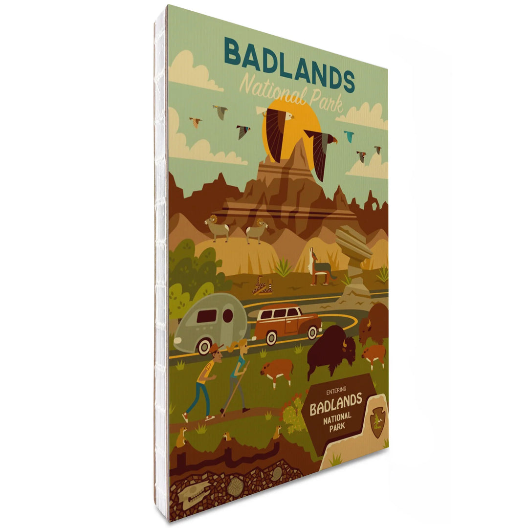 Lined 6x9 Journal, Badlands National Park, South Dakota, Geometric National Park Series, Lay Flat, 193 Pages, FSC paper