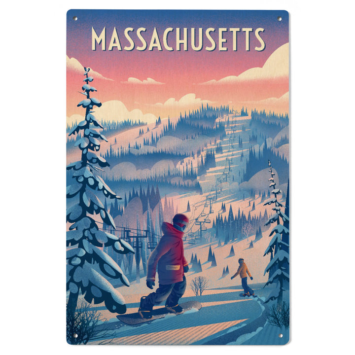 Massachusetts, Shred the Gnar, Snowboarding, Wood Signs and Postcards