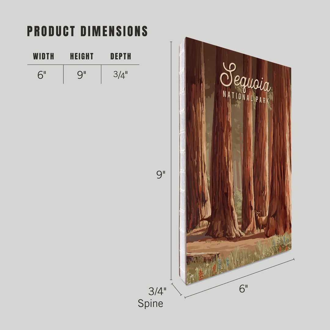 Lined 6x9 Journal, Sequoia National Park, California, Painterly National Park Series, Lay Flat, 193 Pages, FSC paper