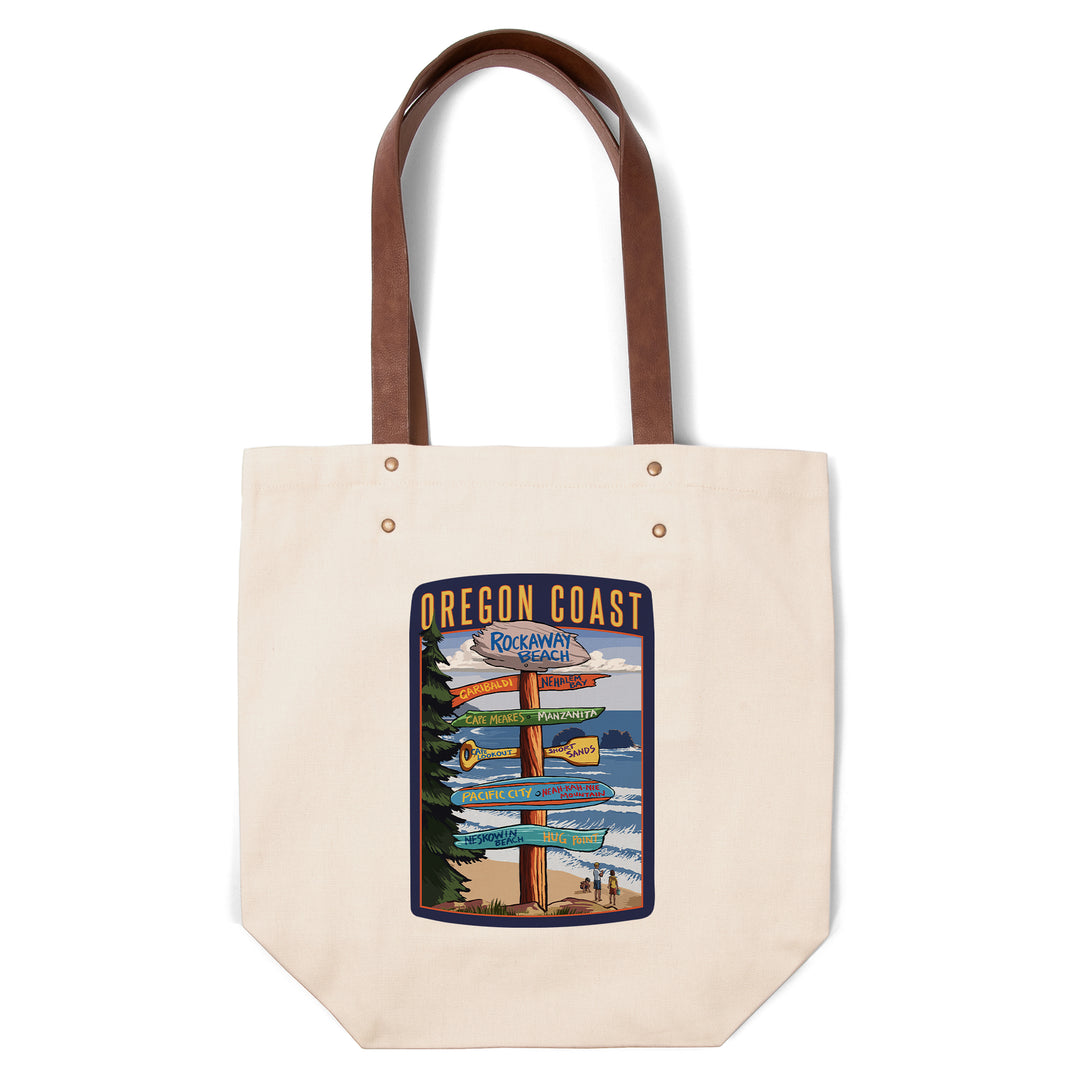 Rockaway Beach, Oregon, Destinations Sign, Contour, Lantern Press Artwork, Accessory Go Bag