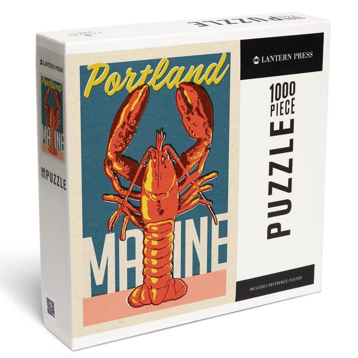 Portland, Maine, Woodblock City Series, Lobster, 1000 Piece Jigsaw Puzzle