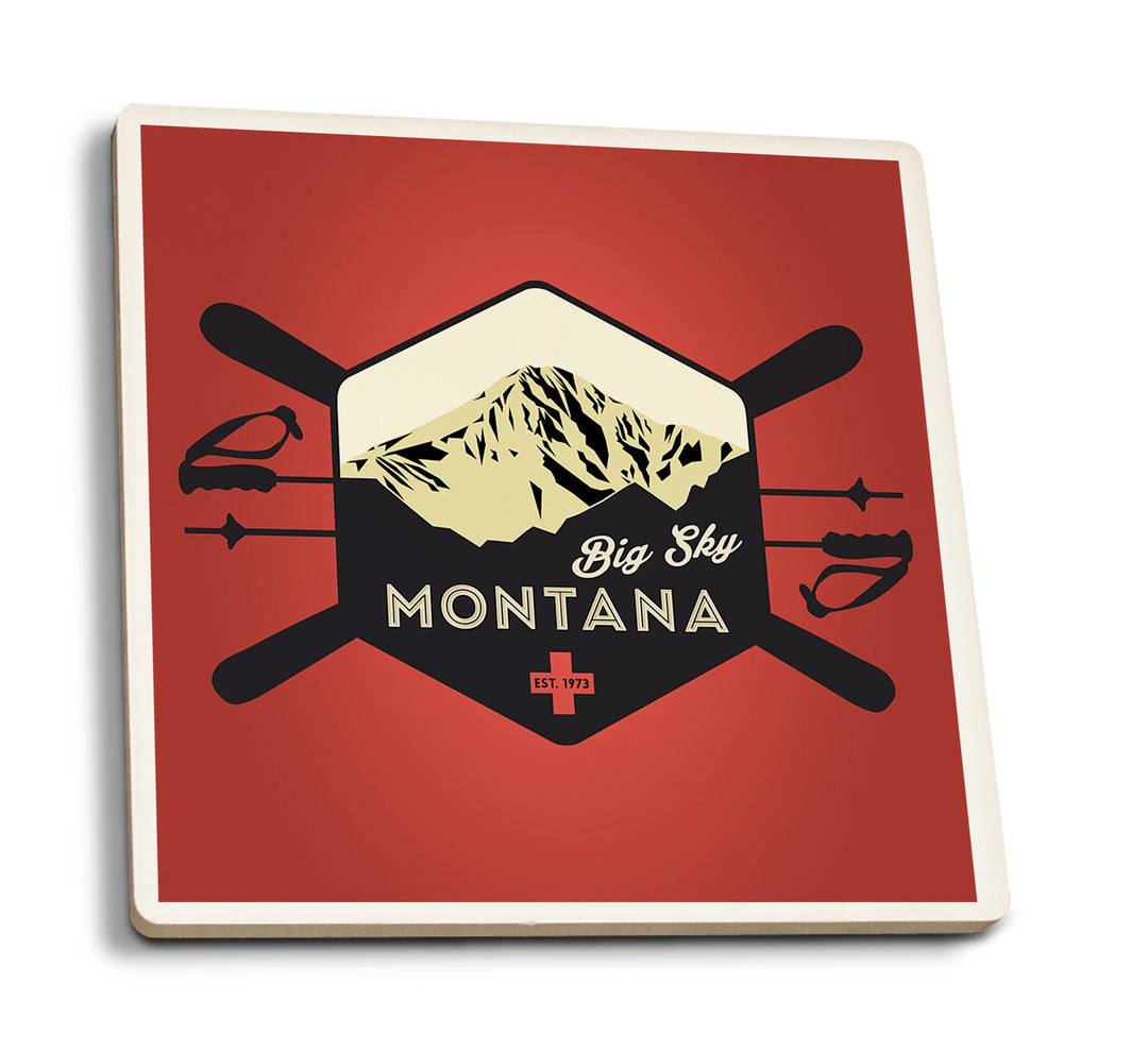 Big Sky, Montana, Est. 1973, Ski Patrol, Contour, Coaster Set