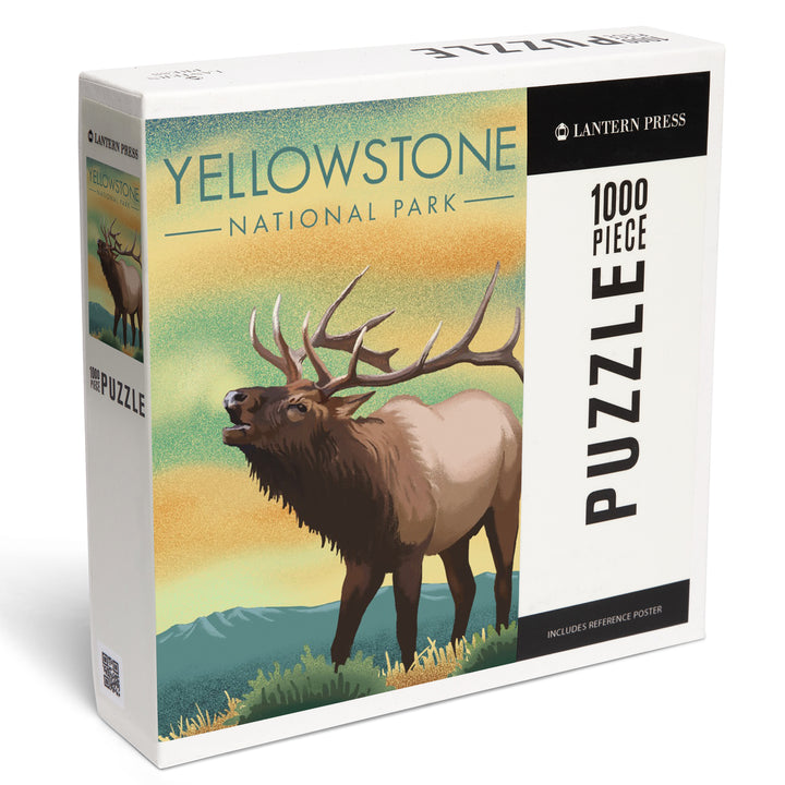 Yellowstone National Park, Elk, Lithograph, Jigsaw Puzzle