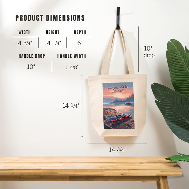 McCall, Idaho, Payette Lake, Glassy Sunrise, Kayak, Tote Bag