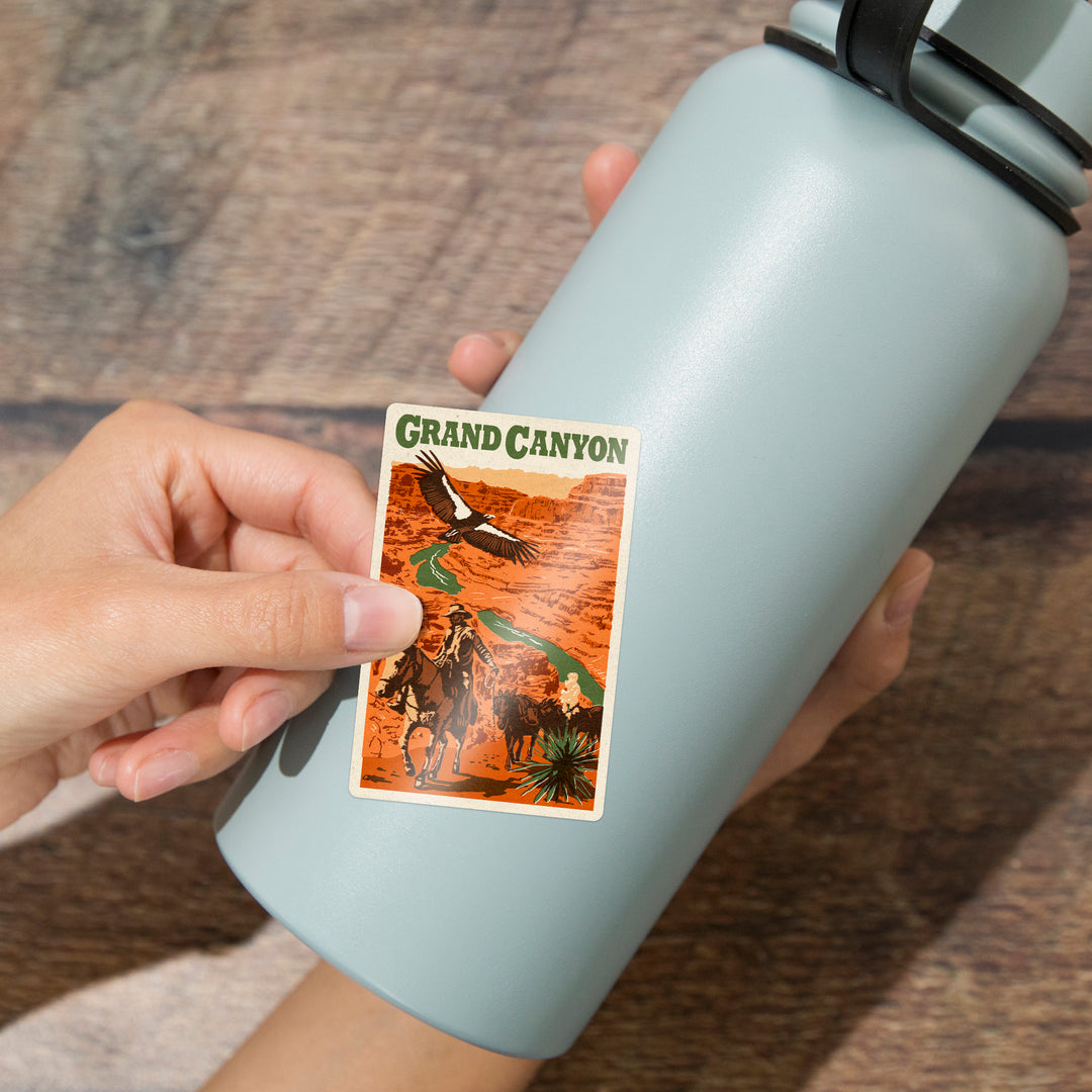 Grand Canyon National Park, Arizona, Woodblock, Vinyl Sticker