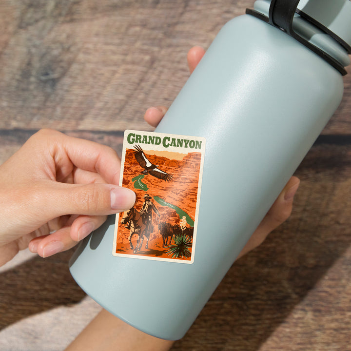 Grand Canyon National Park, Arizona, Woodblock, Vinyl Sticker