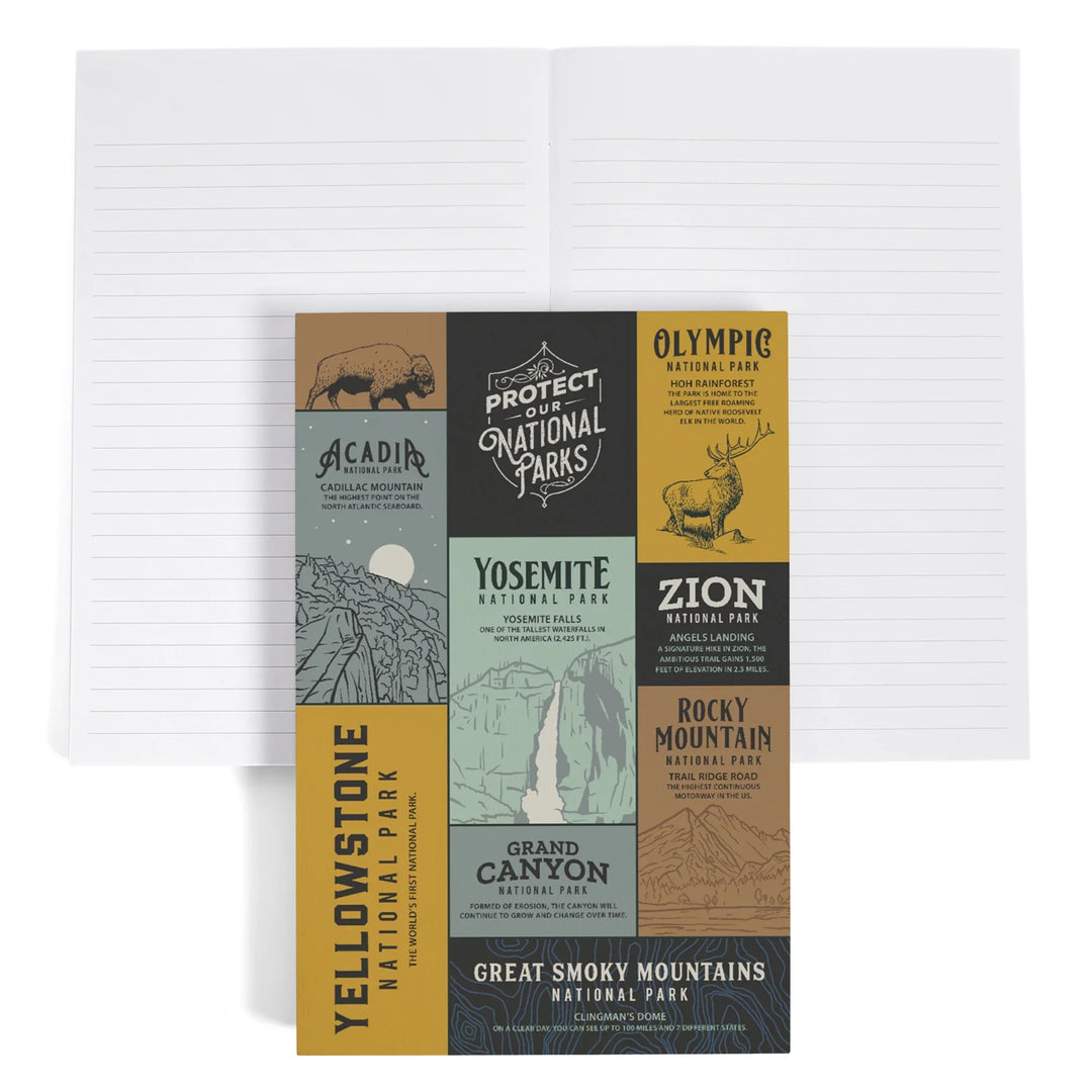 Lined 6x9 Journal, Protect our National Parks Collection, Wonder for All, Lay Flat, 193 Pages, FSC paper