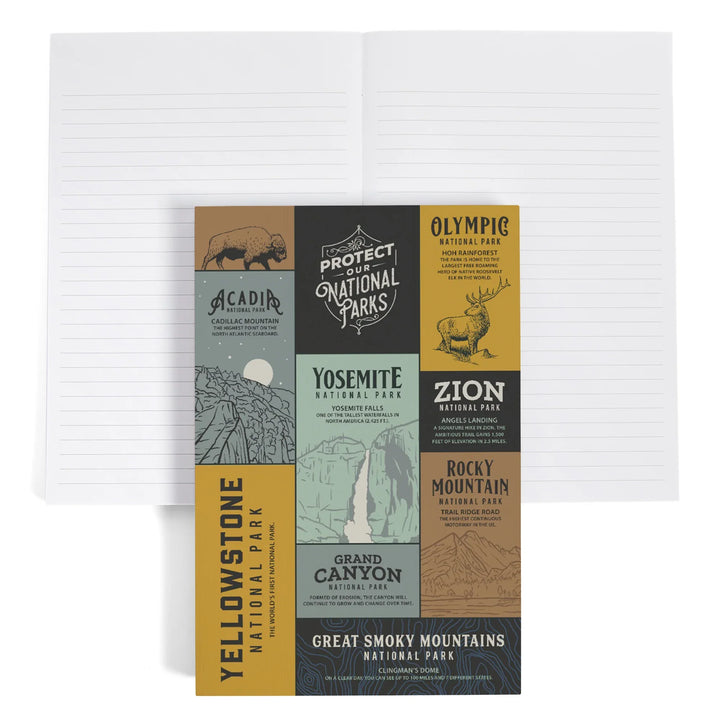 Lined 6x9 Journal, Protect our National Parks Collection, Wonder for All, Lay Flat, 193 Pages, FSC paper