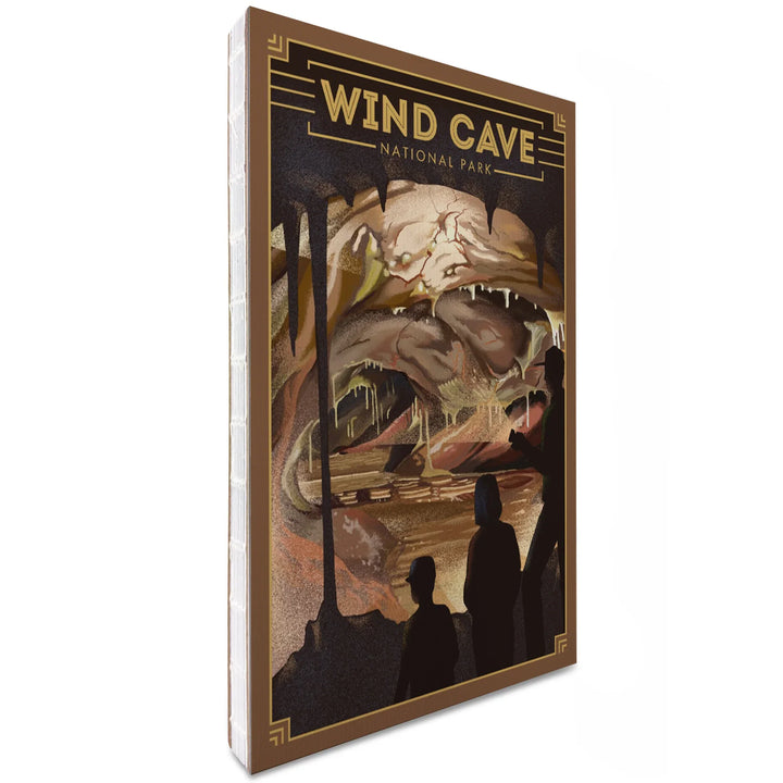 Lined 6x9 Journal, Wind Cave National Park, South Dakota, Lithograph National Park Series, Lay Flat, 193 Pages, FSC paper
