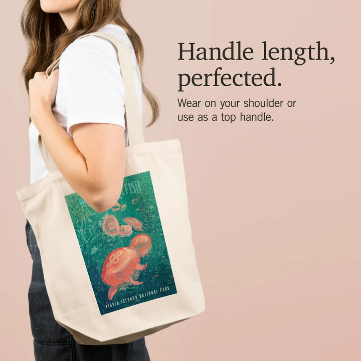 Virgin Islands National Park, Fluid Linework, Moon Jellyfish, Tote Bag