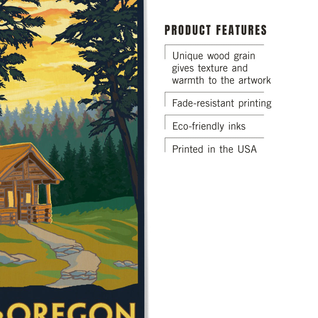 Bend, Oregon, Cabin in the Woods Scene, Lantern Press Artwork, Wood Signs and Postcards