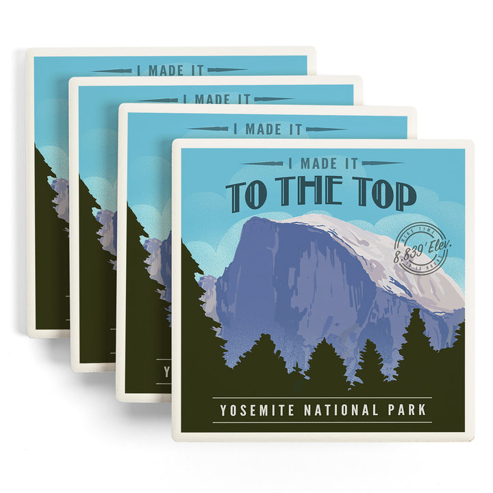Yosemite National Park, California, I Made it to the Top, Half Dome, Lithograph, Coasters