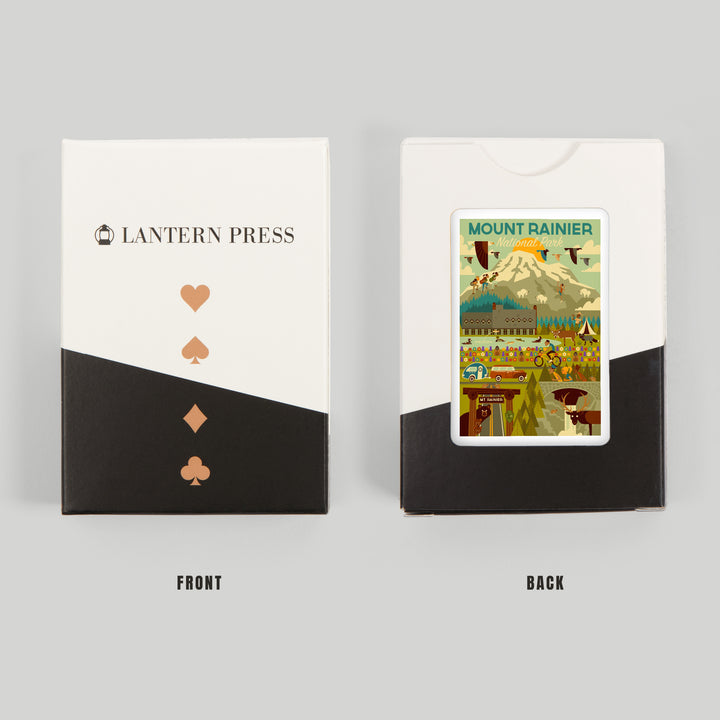 Playing Cards, Mount Rainier National Park, Washington, Geometric National Park Series, 52 Card Deck with Jokers in Box, Unique Art