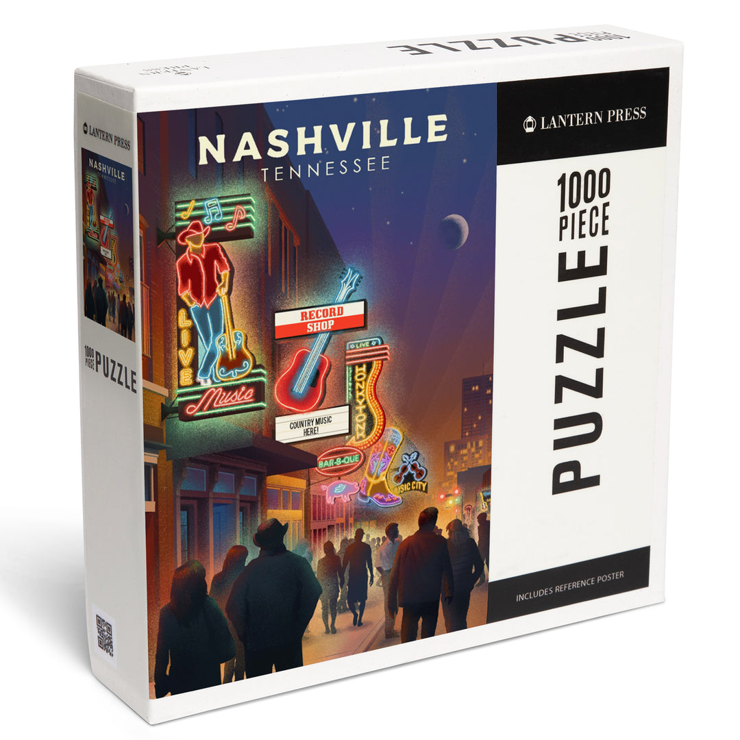 Nashville, Tennessee, Broadway Street Lithograph, Jigsaw Puzzle
