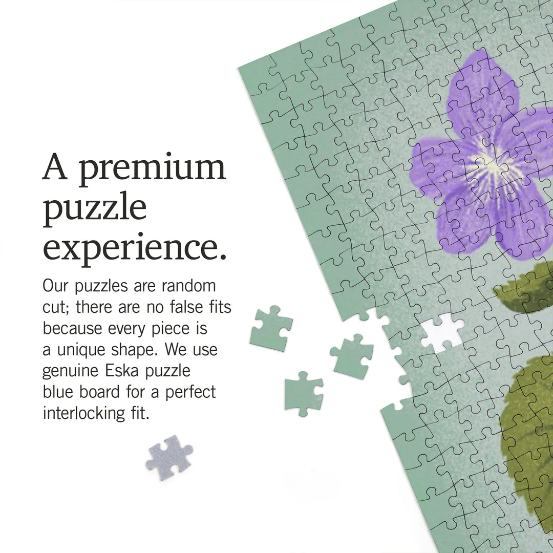 Chicago, Illinois, Vintage Flora, State Series, Common Blue Violet, 1000 Piece Jigsaw Puzzle