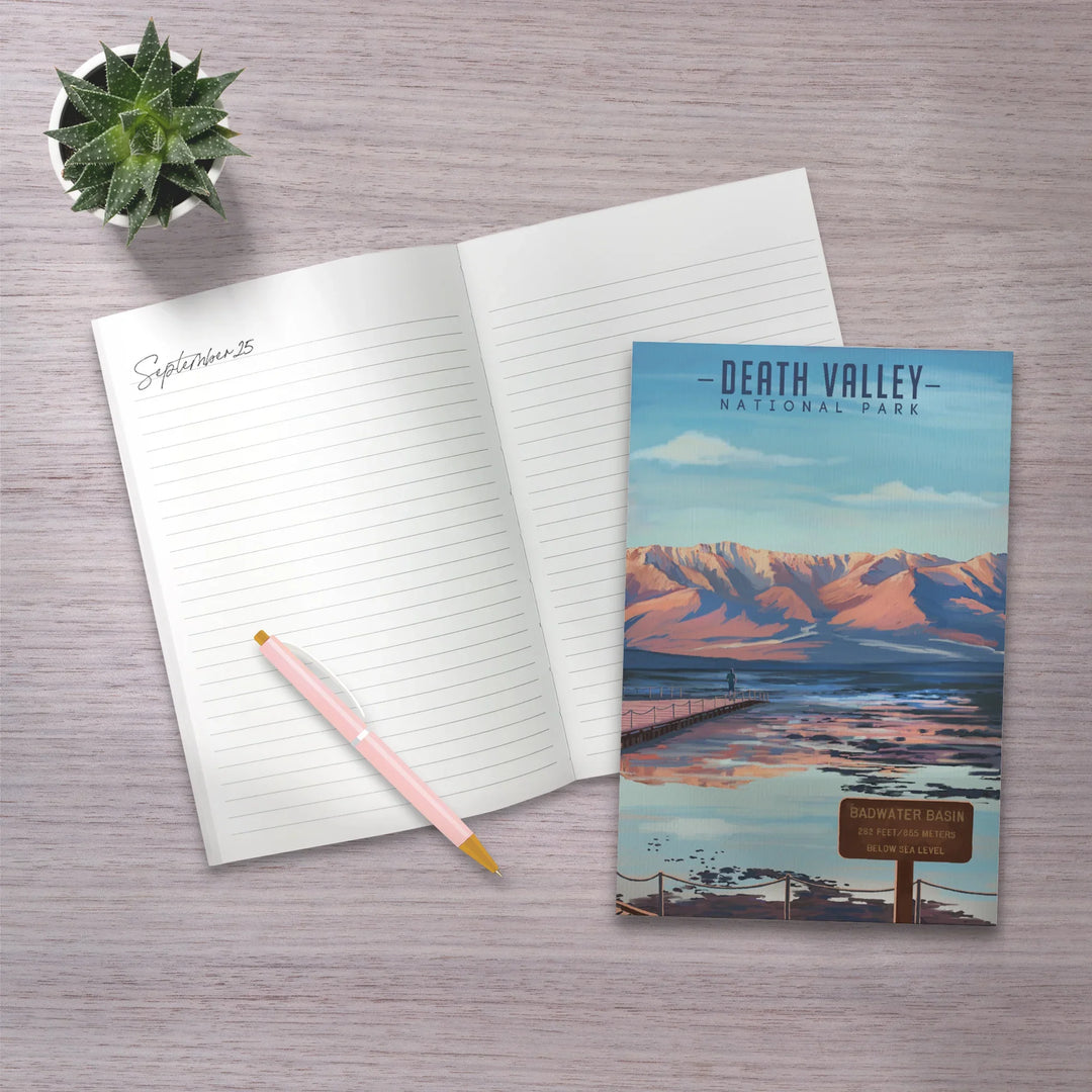 Lined 6x9 Journal, Death Valley National Park, California, Badwater Basin, Oil Painting, Lay Flat, 193 Pages, FSC paper