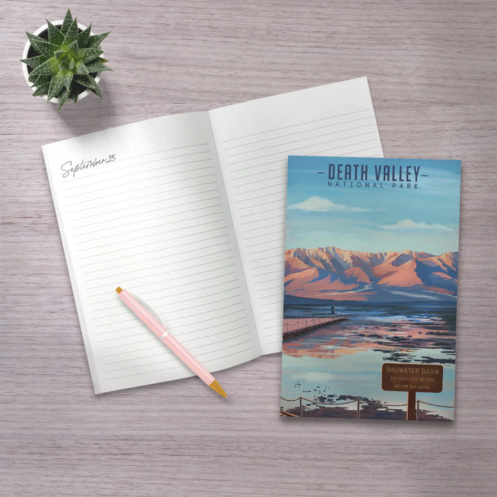 Lined 6x9 Journal, Death Valley National Park, California, Badwater Basin, Oil Painting, Lay Flat, 193 Pages, FSC paper