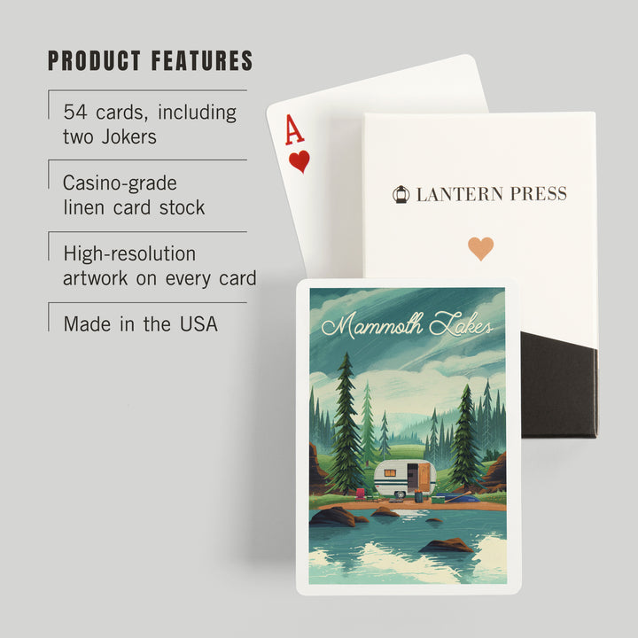 Playing Cards, Mammoth Lakes, California, At Home Anywhere, Camper in Evergreens, 52 Card Deck with Jokers in Box, Unique Art