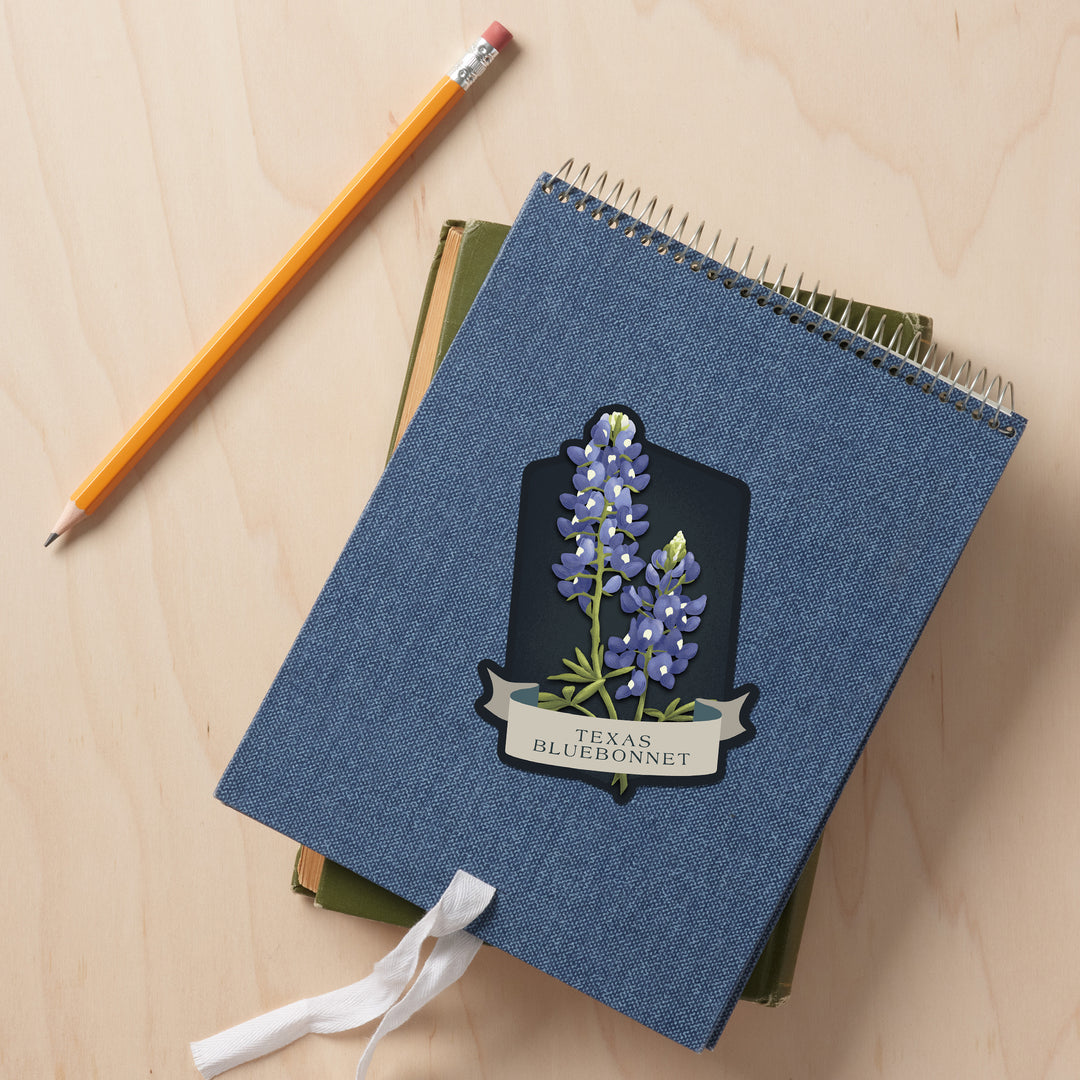 Vintage Flora Noir, Texas Bluebonnet, Vinyl Sticker