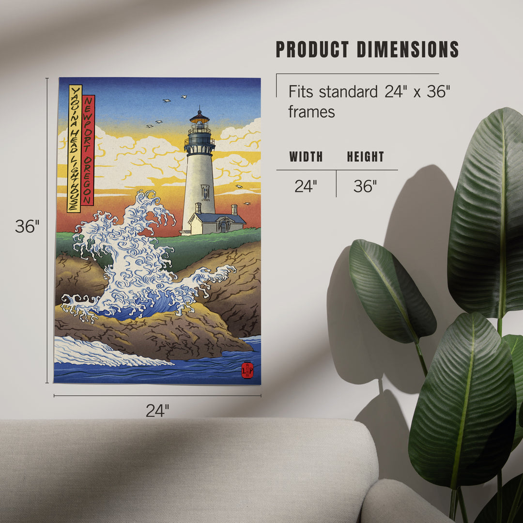 Newport, Oregon, Yaquina Head Lighthouse Woodblock, Art & Giclee Prints