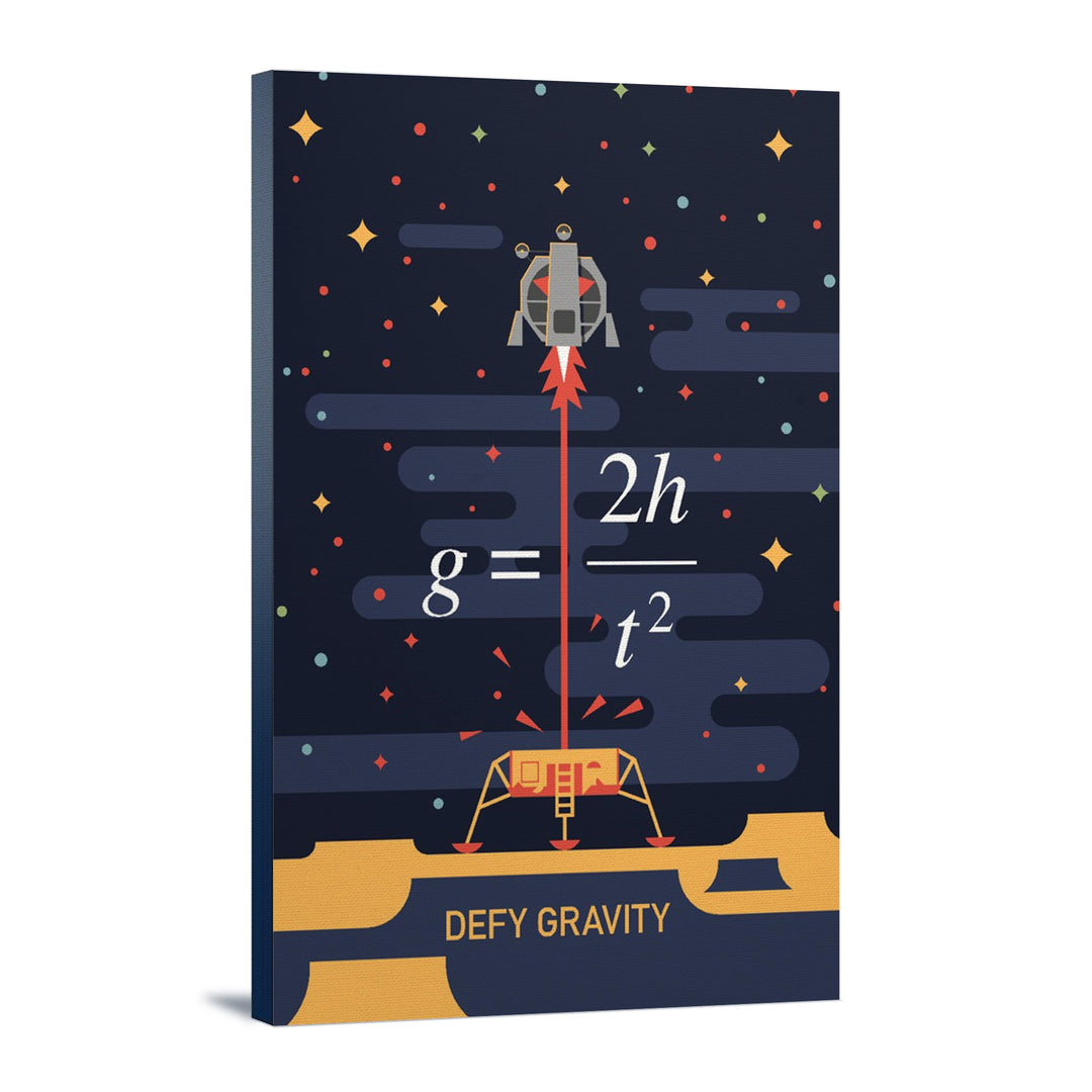 Equations and Emojis Collection, Lunar Lander, Defy Gravity, Stretched Canvas - Lantern Press