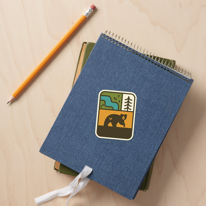 Simple Vector, Black Bear, Vinyl Sticker