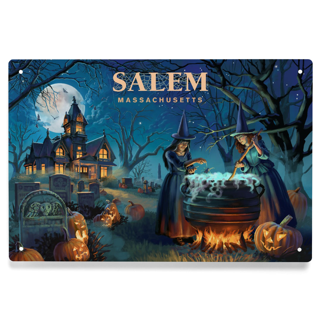 Salem, Massachusetts, Lithograph, Cemetery, 12x18 Metal Sign