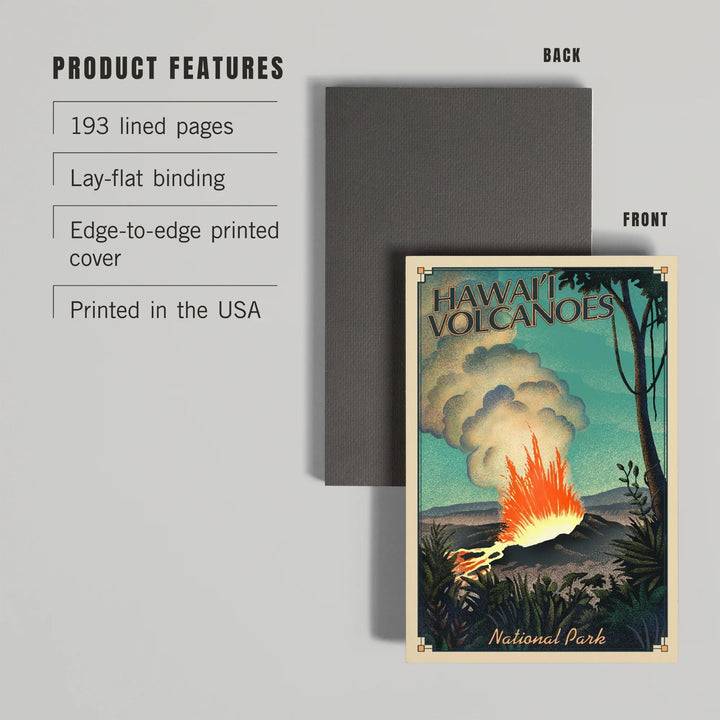 Lined 6x9 Journal, Hawaii Volcanoes National Park, Lithograph National Park Series, Lay Flat, 193 Pages, FSC paper