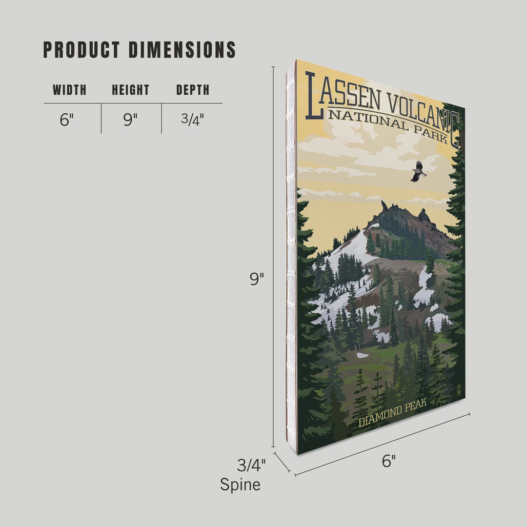 Lined 6x9 Journal, Lassen Volcanic National Park, California, Diamond Peak, Lay Flat, 193 Pages, FSC paper